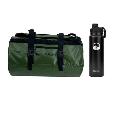 Pack Bolso Impermeable 30Lt Green + Botella Coihue Lhotse