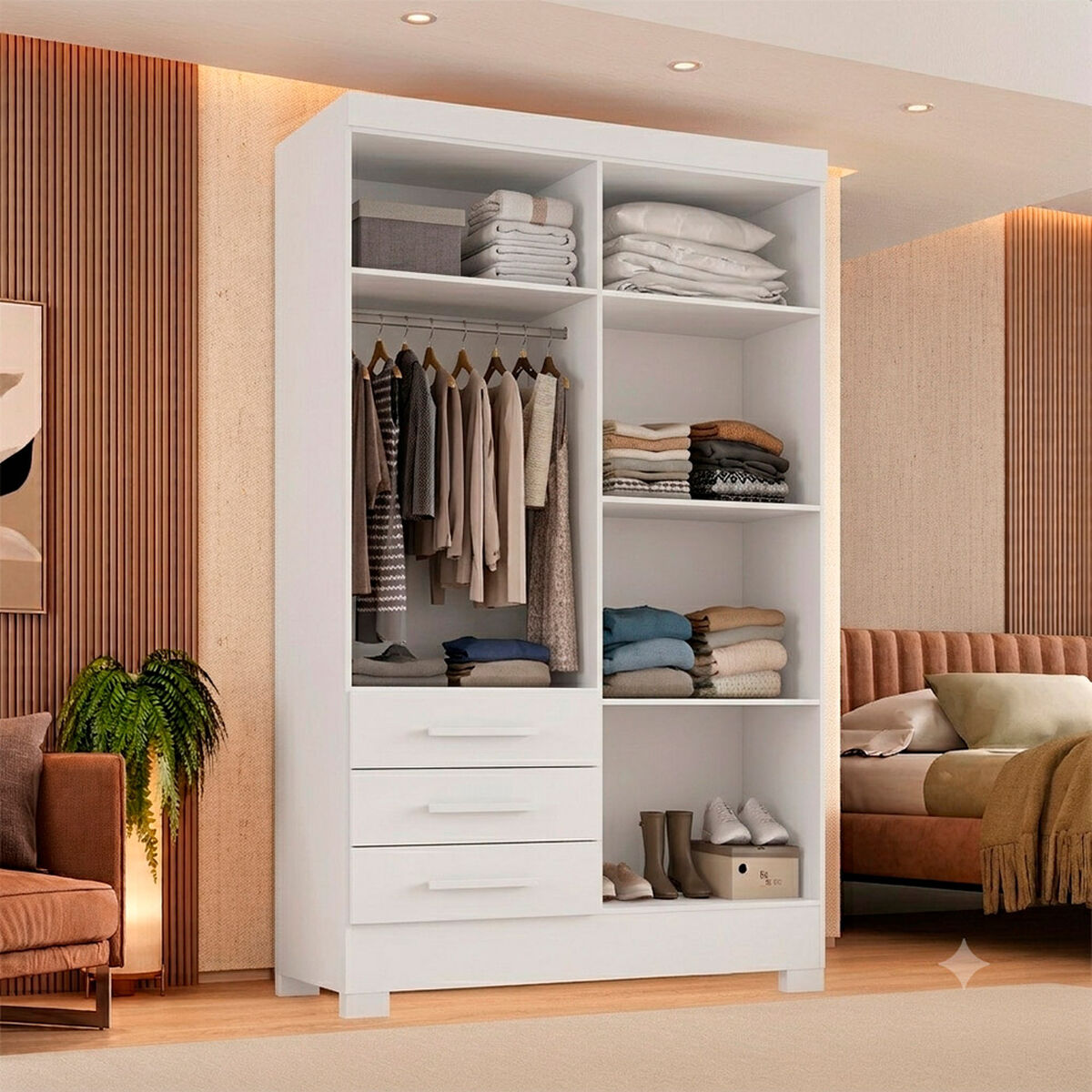 Closet Di Poretti Design Paraty 3 Cajones 4 Puertas Blanco