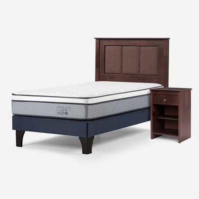 Imagen 2 del producto Cama Europea Rosen 1 Plaza Indie + Respaldo + Velador Rachel