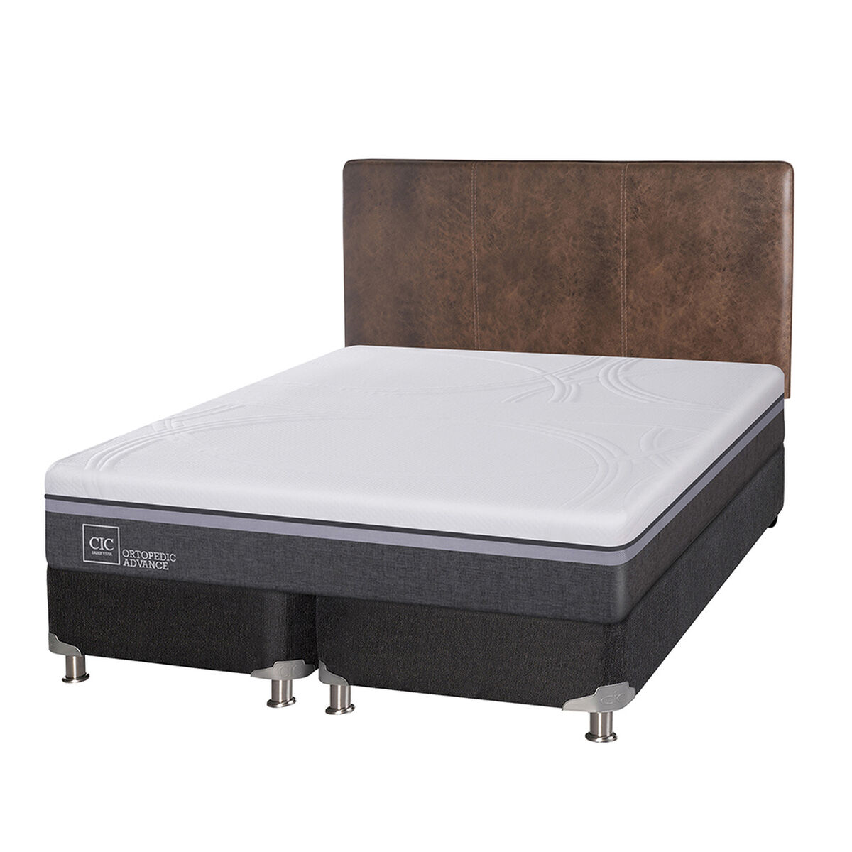 Box Spring CIC Base Dividida 2 Plazas Ortopedic Advance + Respaldo Baker