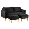 Juego de Living Bodevir Sky Felpa 04 3 Cuerpos + Dos Pouf 1 Cuerpo Negro