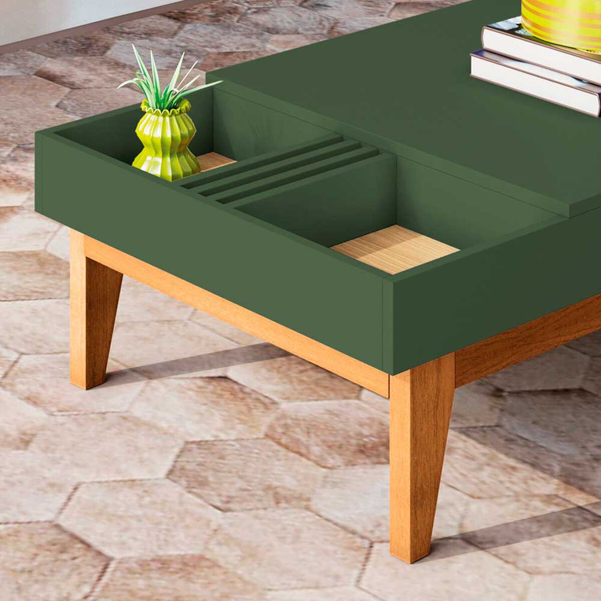 Mesa De Centro Onessta Vitta Verde y Café