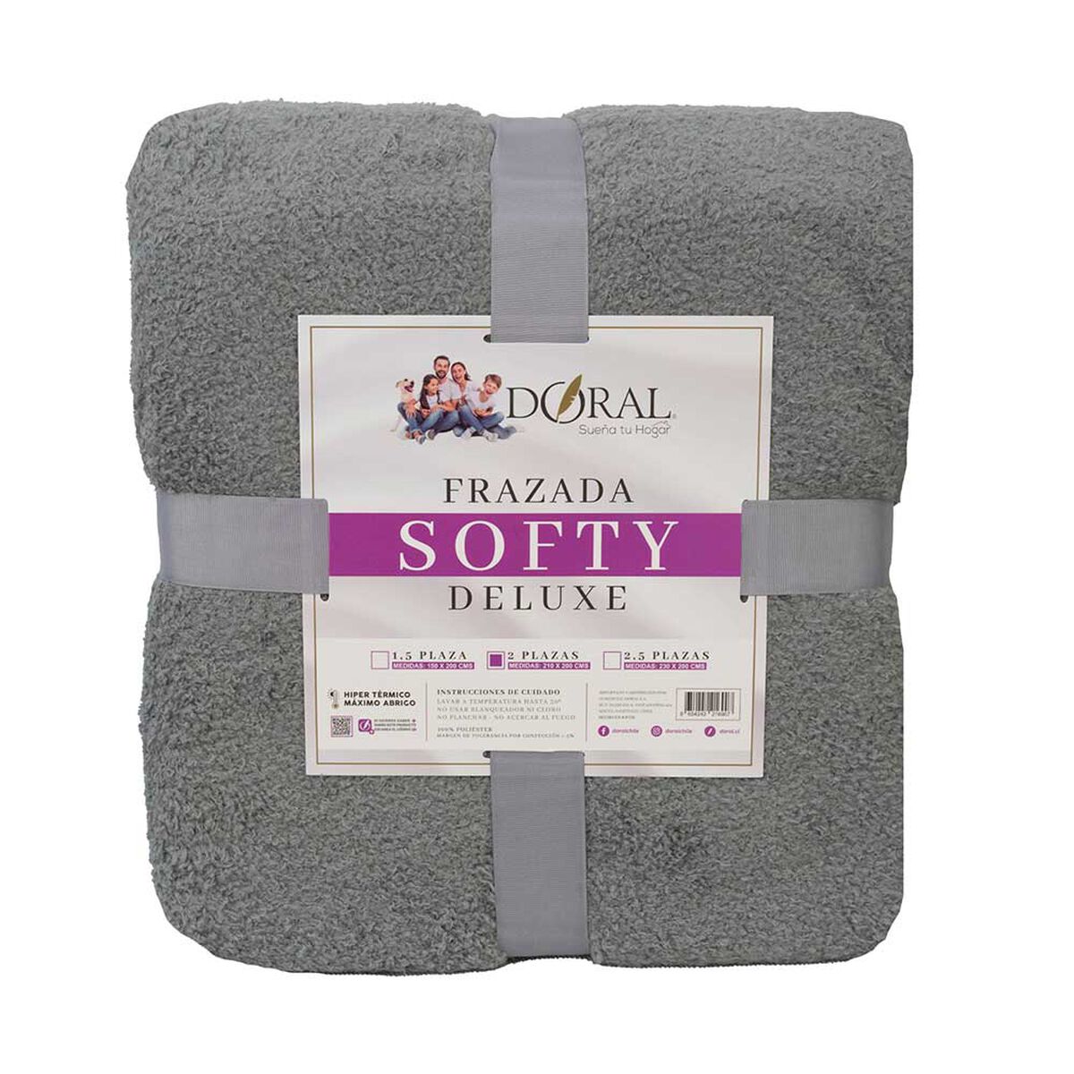 Frazada Poliéster Doral 2 Plazas Deluxe Gris Claro