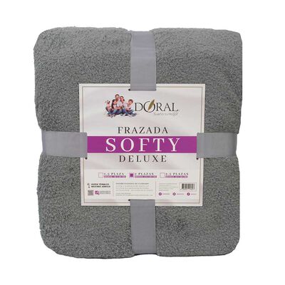 Frazada Poliéster Doral 2 Plazas Deluxe Gris Claro