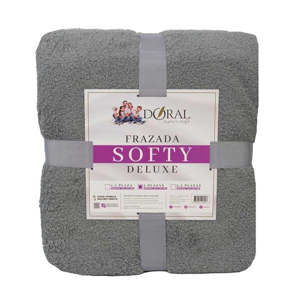 Frazada Poliéster Doral 2 Plazas Deluxe Gris Claro