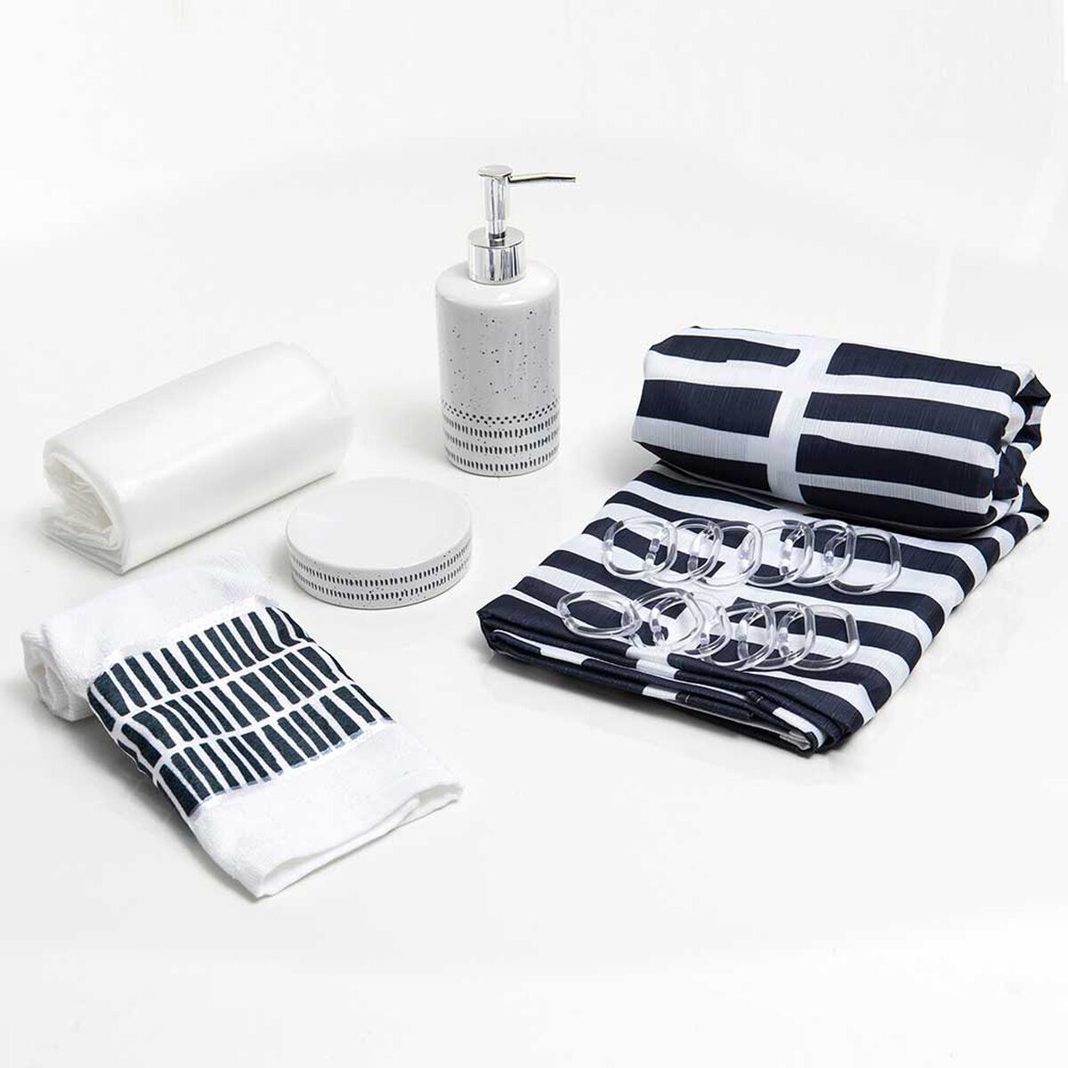 Set Cortina de Baño 6 Piezas Mashini Elqui Multicolor