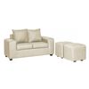 Juego de Living Innovamuebles Kahlo Sofá 2 Cuerpos + Dos Pouf 1 Cuerpo Beige