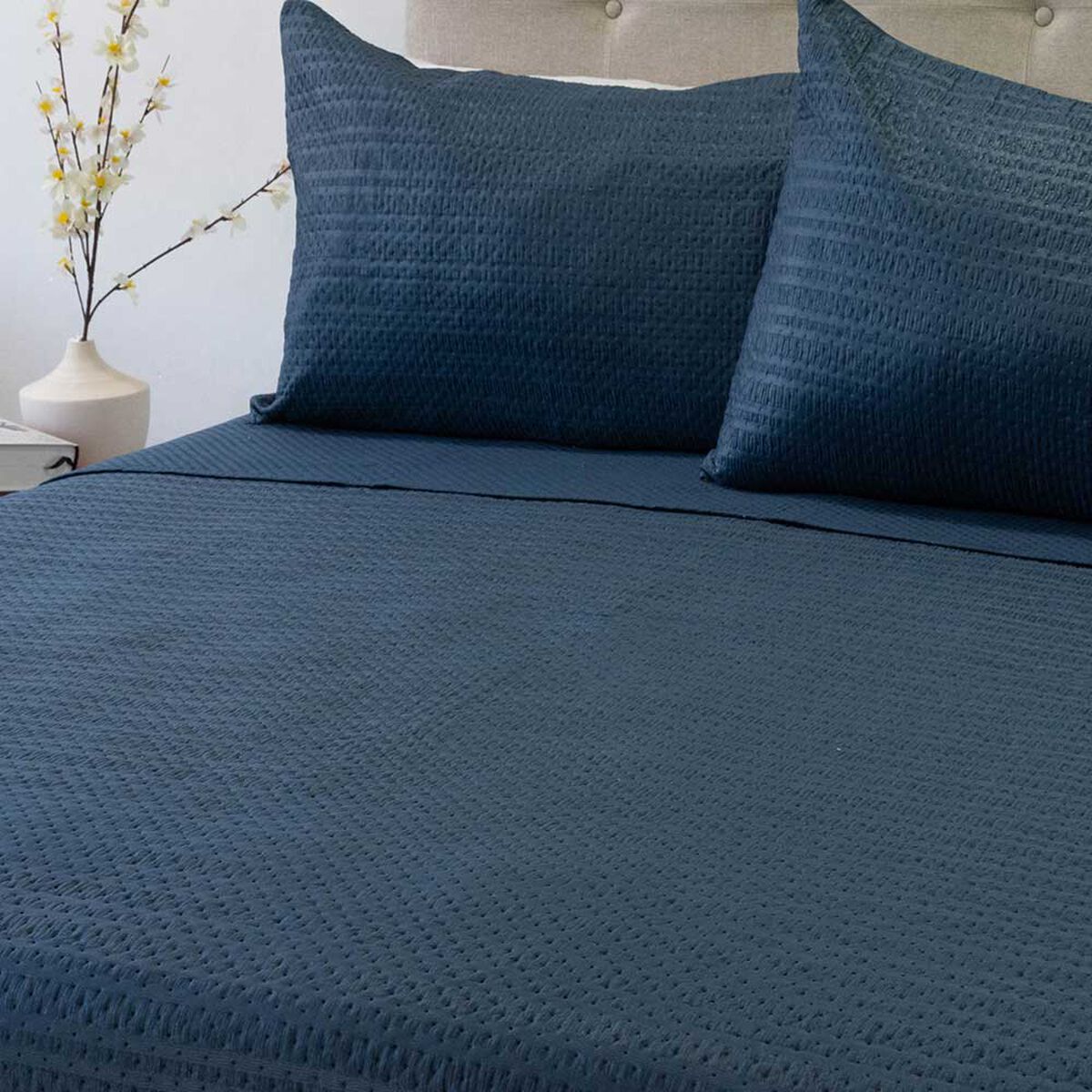 Quilt Doral 2 Plazas Liso Deluxe Azul