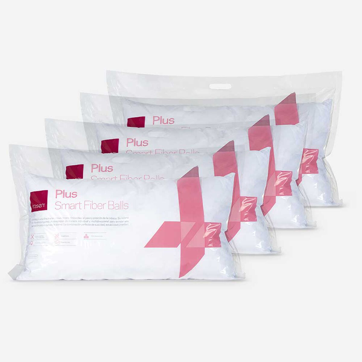 Set 4 Almohadas Rosen Fibra Plus 50x90 cm