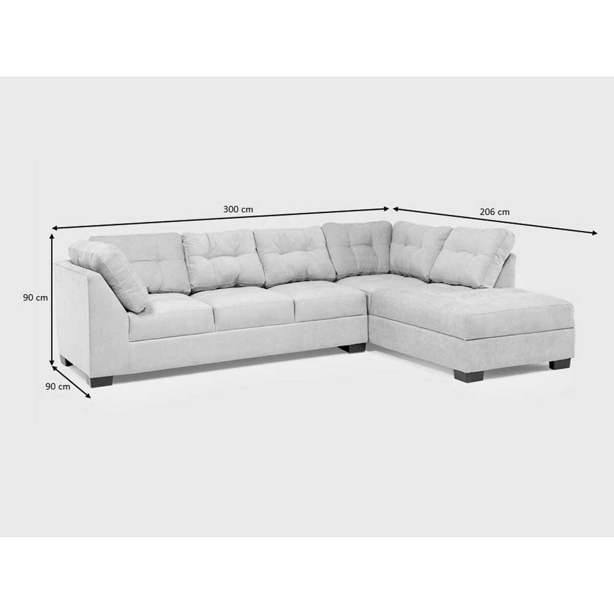 Seccional Izquierdo Muebles MPR Bruselas 7 Cuerpos Gris