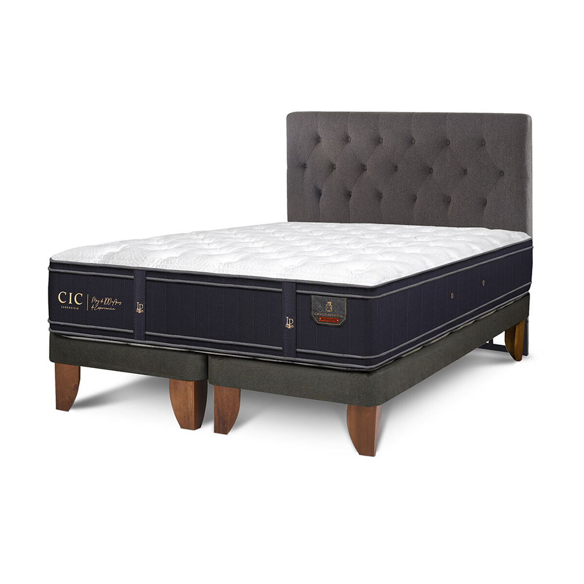 Cama Europea CIC Base Dividida King Grand Premium + Respaldo Kavery