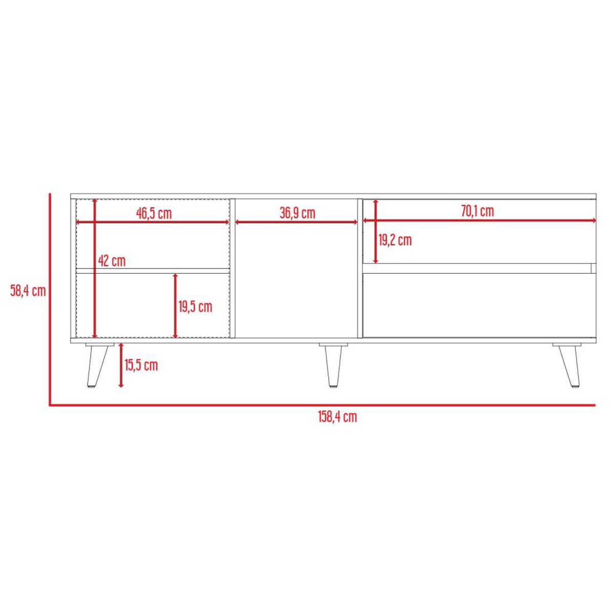 Rack TV TuHome Salem Hasta 65" Macadamia Plomo