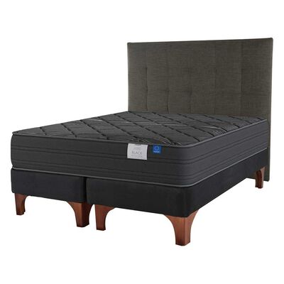 Cama Europea Flex Base Dividida King Black + Respaldo Grafito