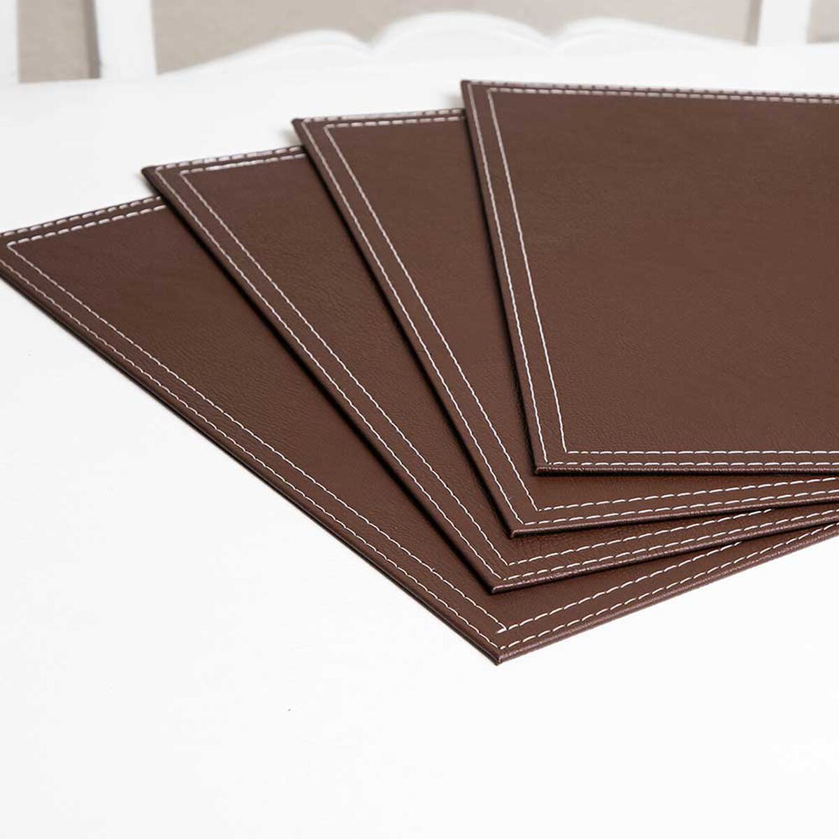 Set 4 Individuales Doral Eco Cuero Rectangular 32x42 Caf&eacute;