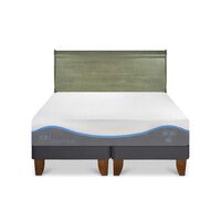 Cama Europea CIC Base Dividida King Alaska + Respaldo Miro Olivo