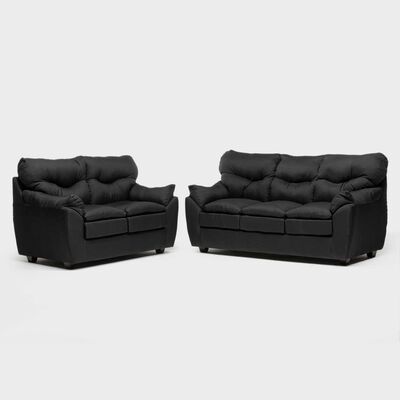 Imagen 1 del producto Juego de Living Almore Belén Sofá 3 Cuerpos + Sofá 2 Cuerpos Negro