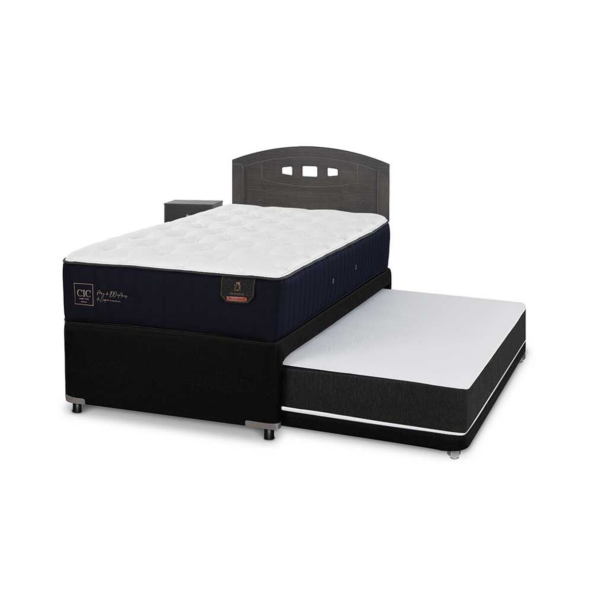 Cama Nido CIC 1,5 Plazas Premium + Respaldo + Velador Gales