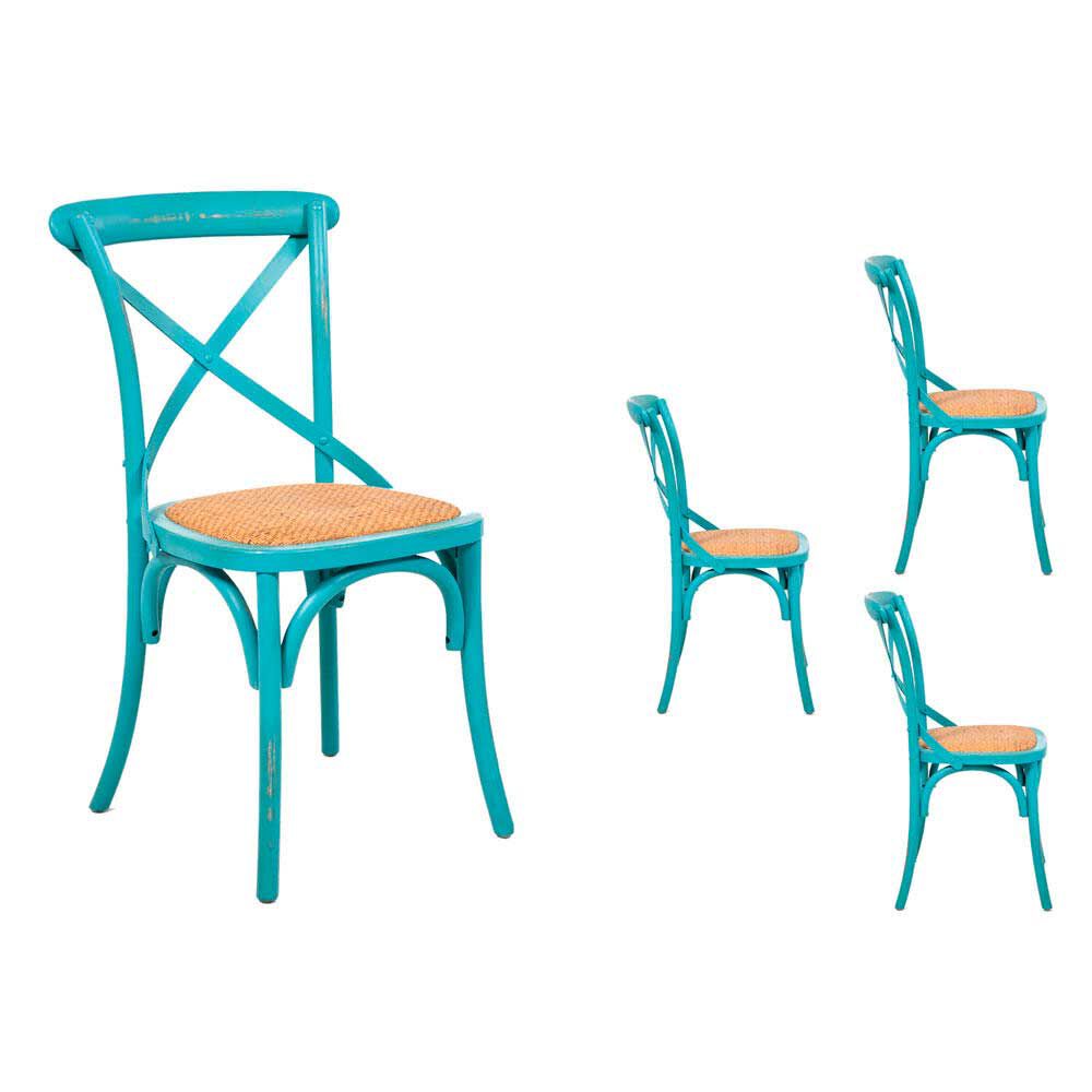 Set 4 Sillas Spazzio Retro Turquesa