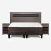 Cama Europea Rosen Base Dividida King New Ergo T + Respaldo Ferrera Gris + 2 Veladores