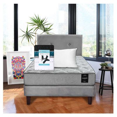 Cama Europea Latam Home 1,5 Plazas Cannon Gris