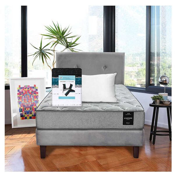 Cama Europea Latam Home 1,5 Plazas Cannon Gris