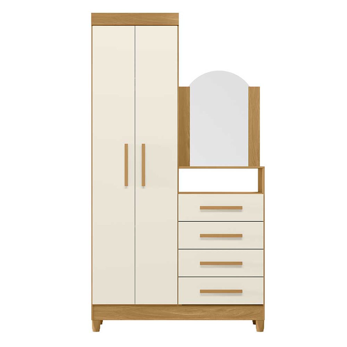 Cómoda Vekkahome Capri 4 Cajones 2 Puertas Beige Café