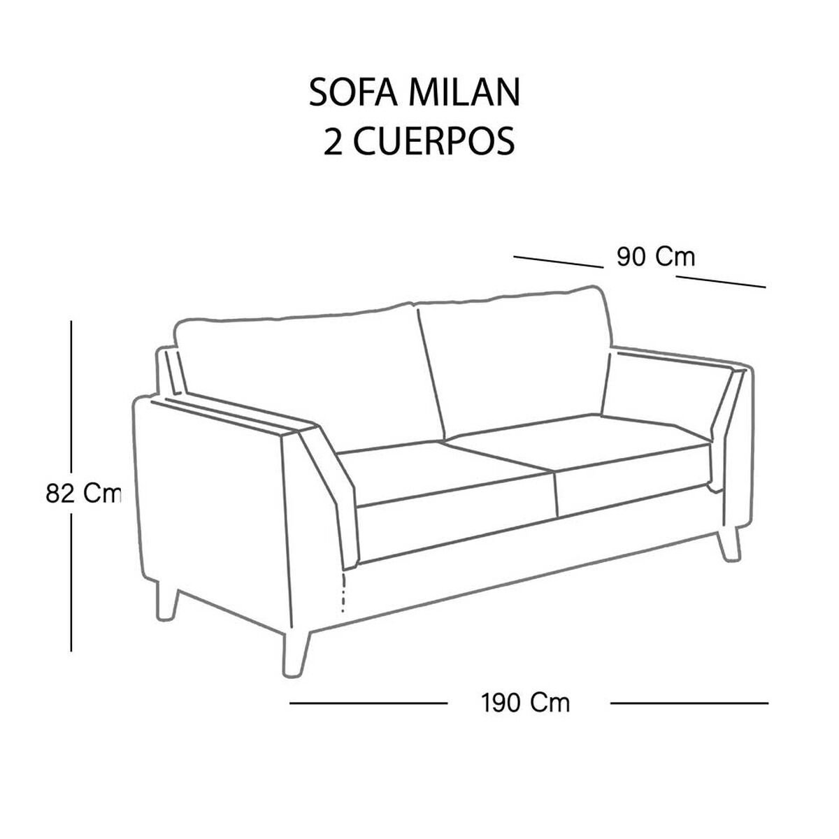 Sof&aacute; Latam Home Milan 2 Cuerpos Gris Oscuro