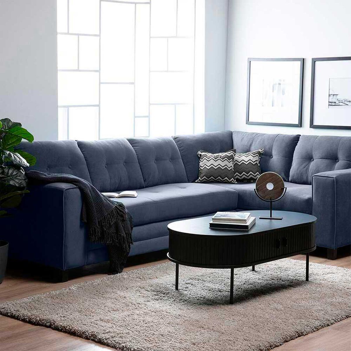 Sof&aacute; Seccional Derecho Living Factory Dubai 5 Cuerpos Gris