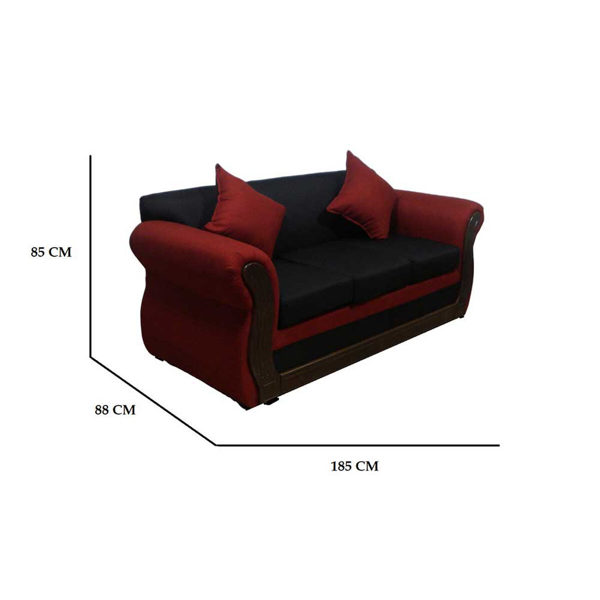Juego de Living Almore Emilia Sof&aacute; 3 Cuepos + Dos Sillones 1 Cuerpo Rojo Negro