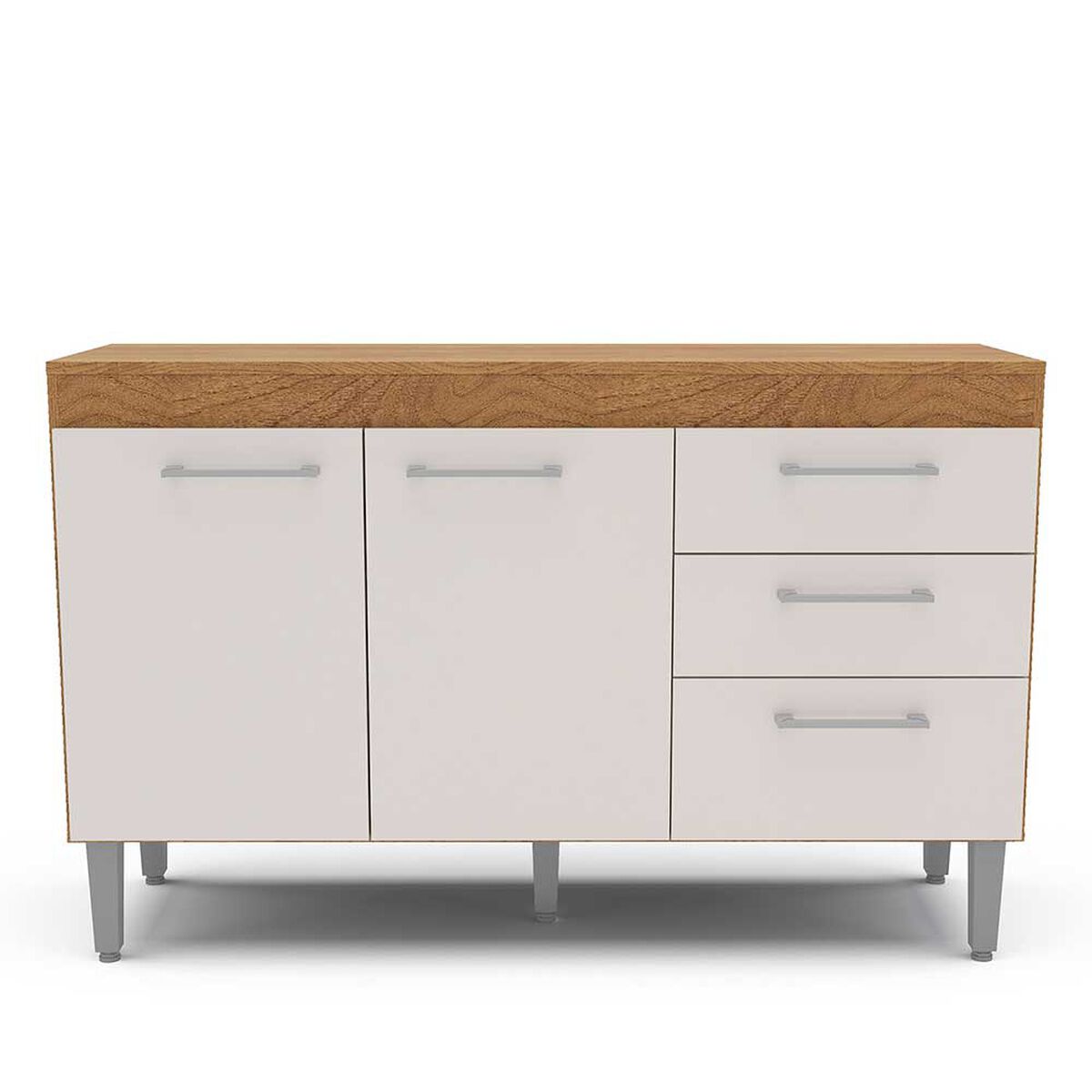 Mueble de Cocina Base Vekkahome Opie 2 Cajones 3 Puertas Gris