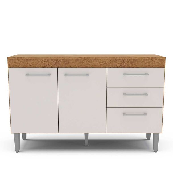 Mueble de Cocina Base Vekkahome Opie 2 Cajones 3 Puertas Gris