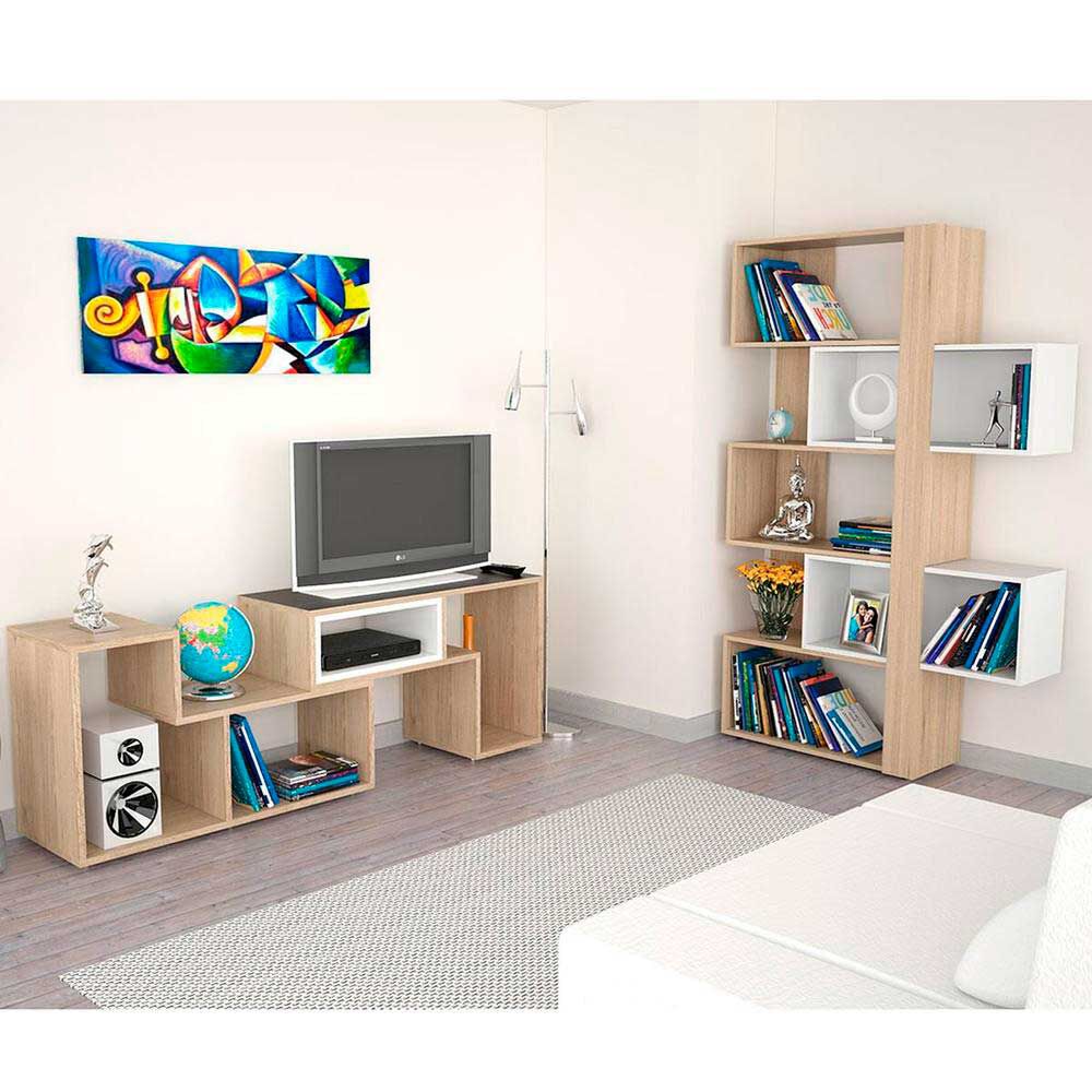 Rack TV Extensible + Biblioteca Cubo Beijing TuHome