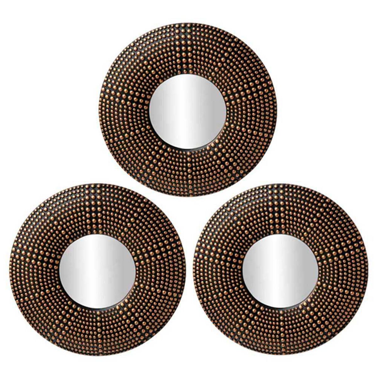 Set 3 Espejos Pl&aacute;stico Vgo para Colgar Circular 25 cm Dorado