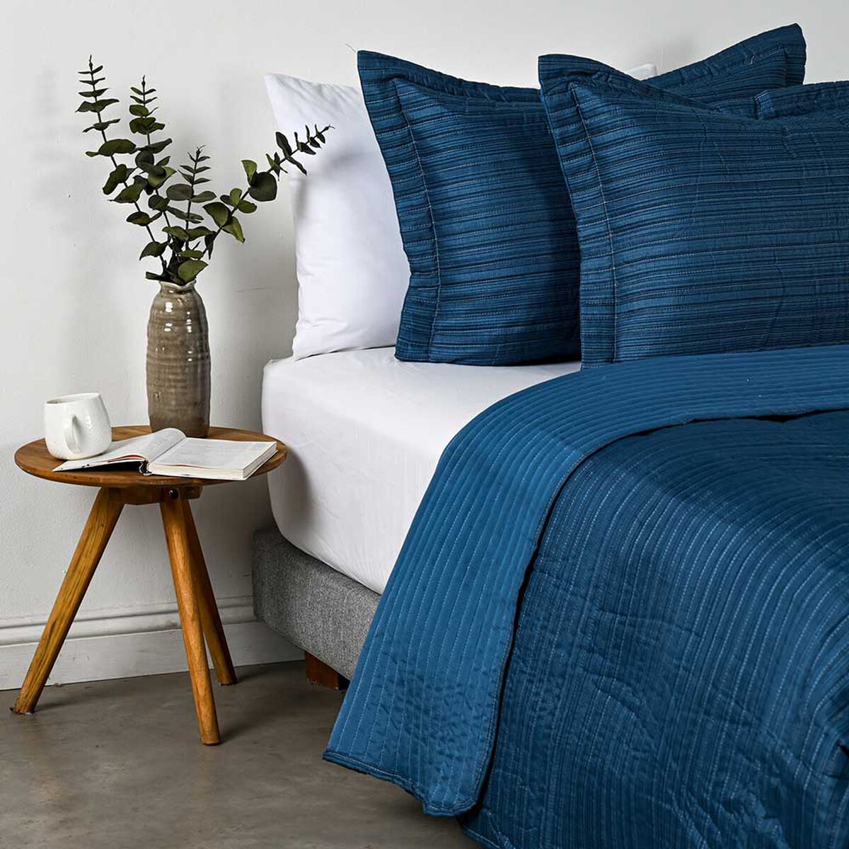 Quilt American Family 2 Plazas Trama Azul