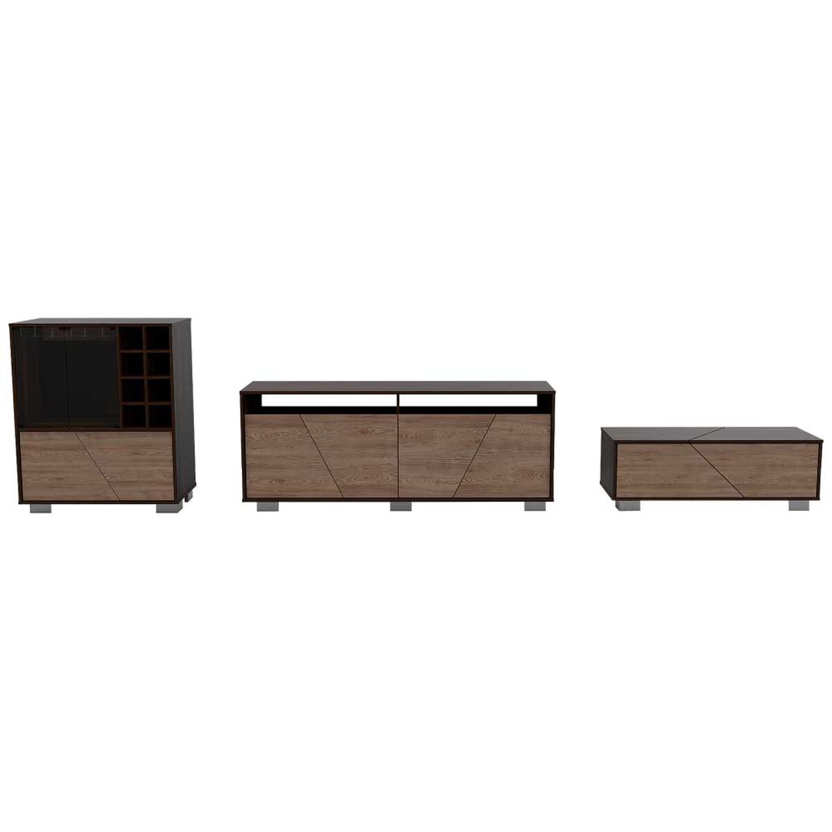 Rack TV Hasta 70" + Bar + Mesa de Centro TuHome Fraktal