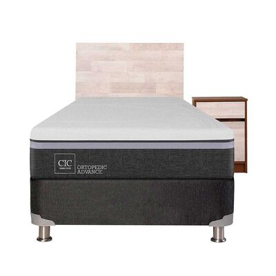 Imagen 1 del producto Box Spring CIC 1,5 Plazas Ortopedic Advance + Respaldo + Velador