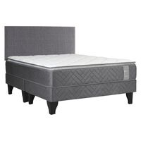 Cama Europea Celta Base Dividida 2 Plazas Carbono + Respaldo Acolchado