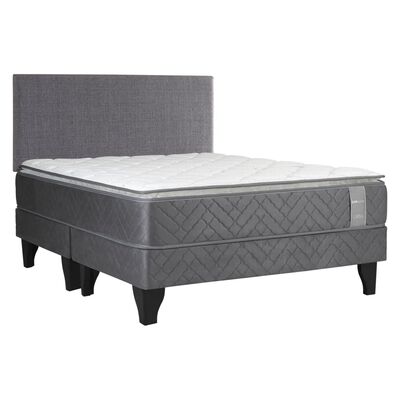 Cama Europea Celta Base Dividida 2 Plazas Carbono + Respaldo Acolchado