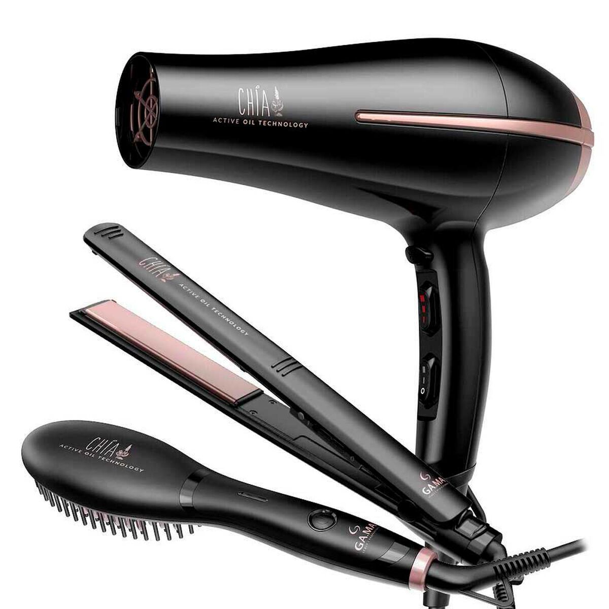 Tricombo Gama Alisador Chia + Secador de Pelo + Cepillo