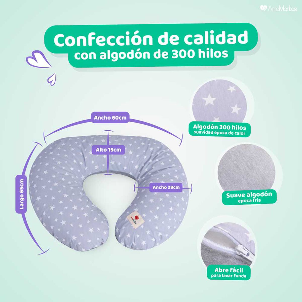 Cojín de Lactancia Gris Amamantas