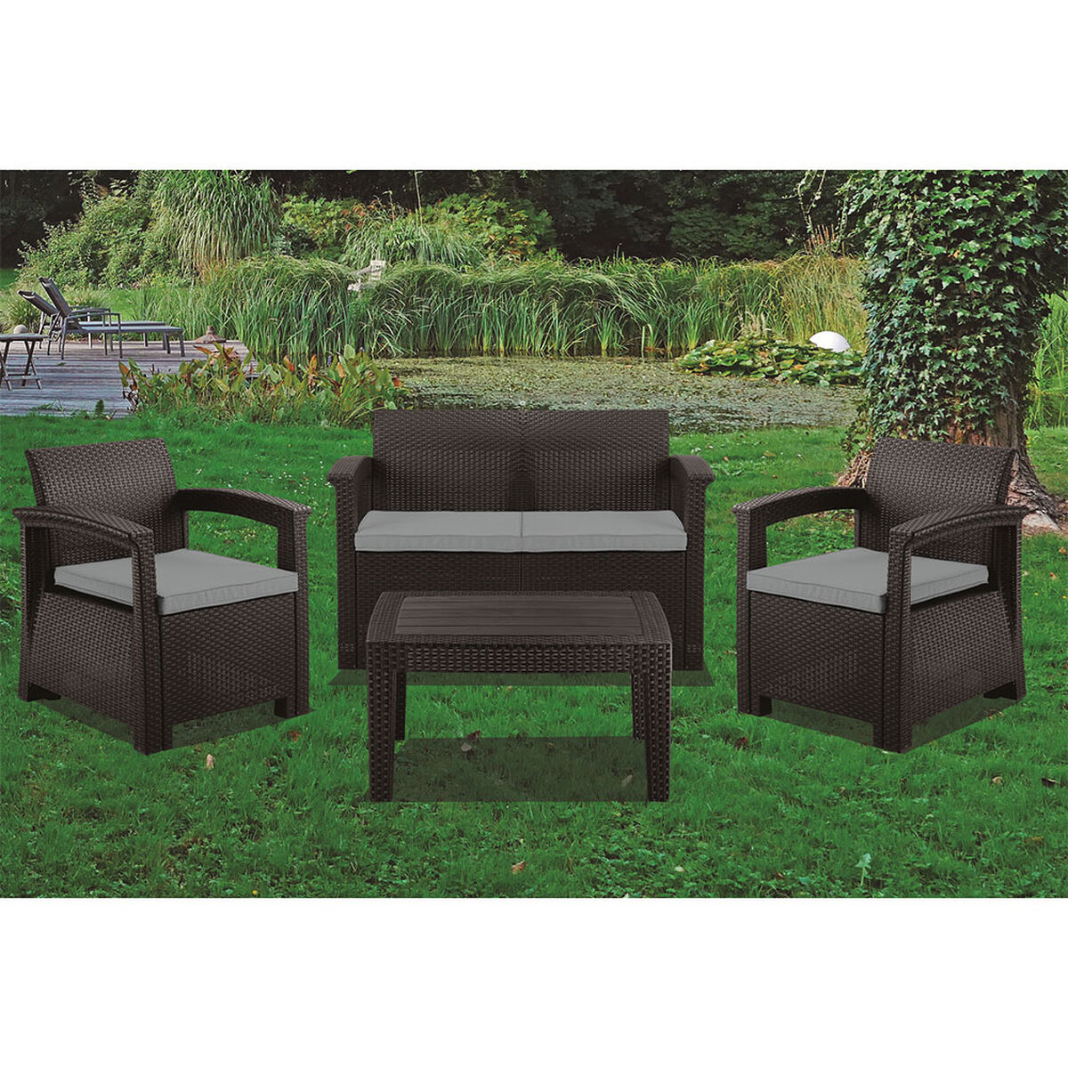 Juego de Living para Terraza Northwest Ibiza Sofá 3 Cuerpos + Dos Sillones 1 Cuerpo