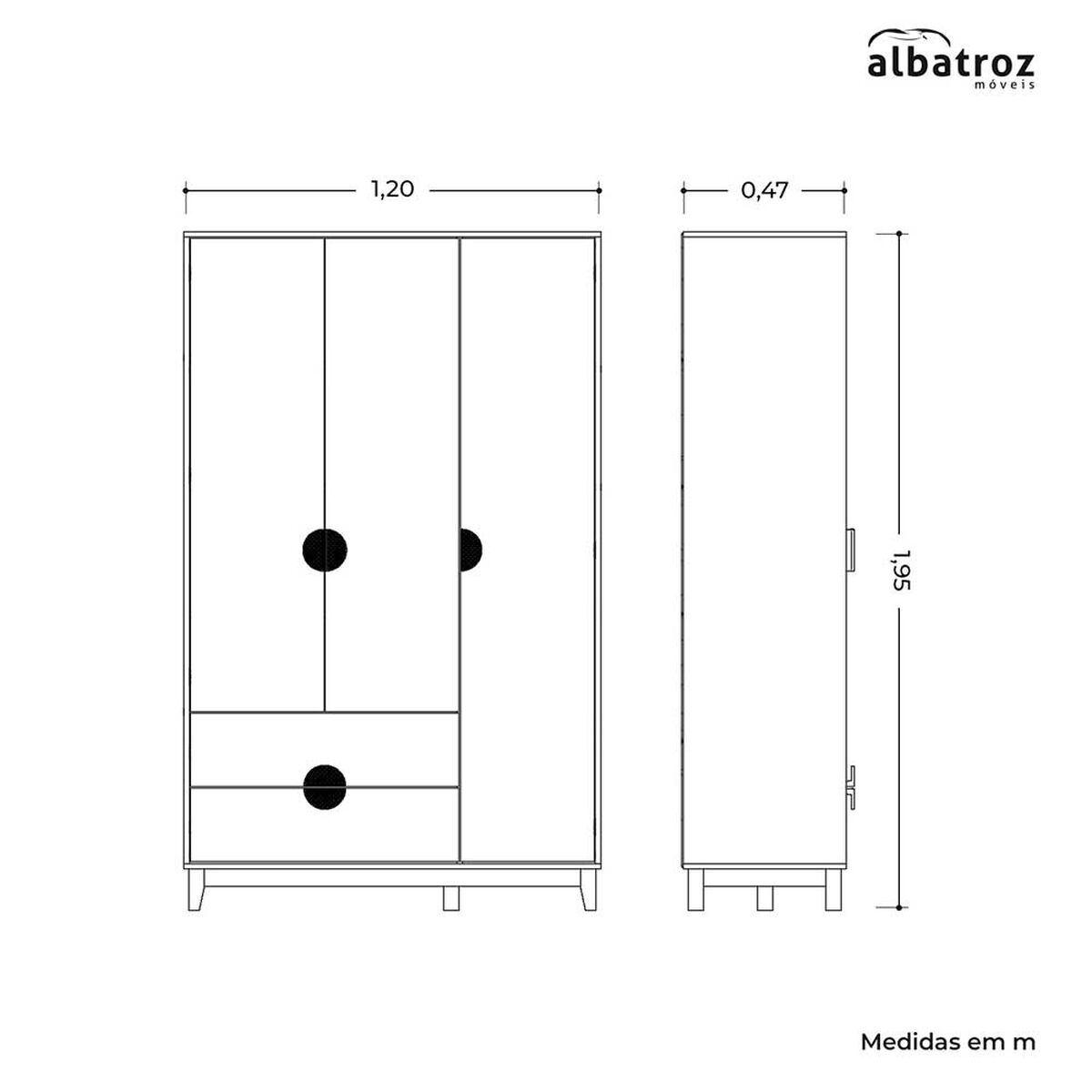 Clóset Vekkahome Ipe 3 Puertas 2 Cajones Blanco Café
