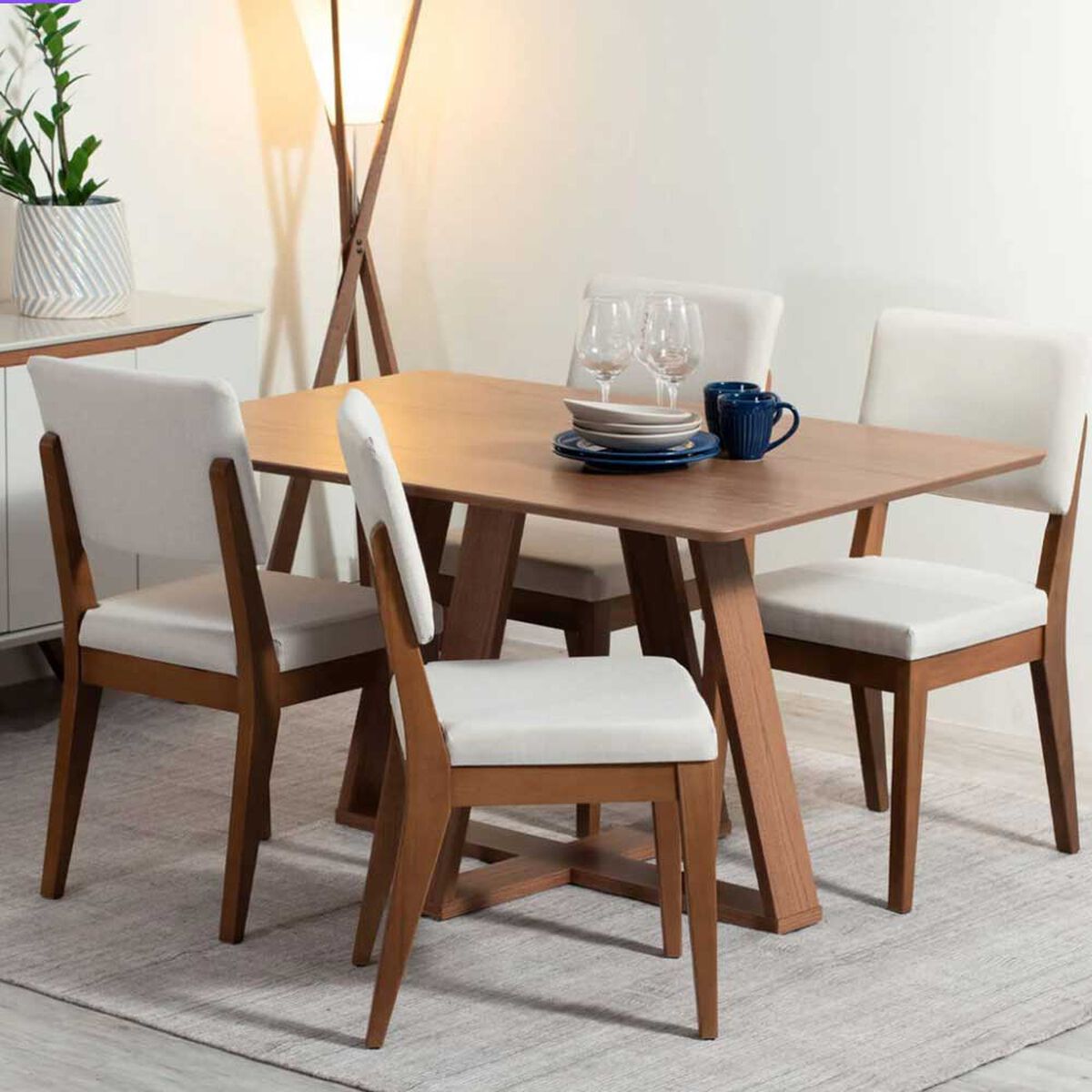 Juego de Comedor Decocasa Avena 4 Sillas Café