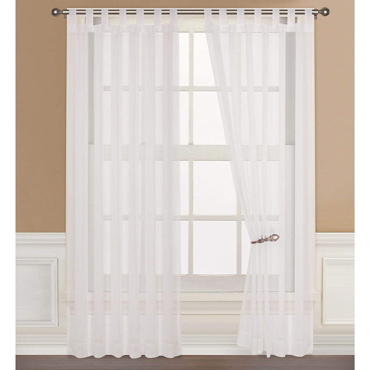 Set Cortinas Velo Lino-Presilla Blanca 140X220 Cm