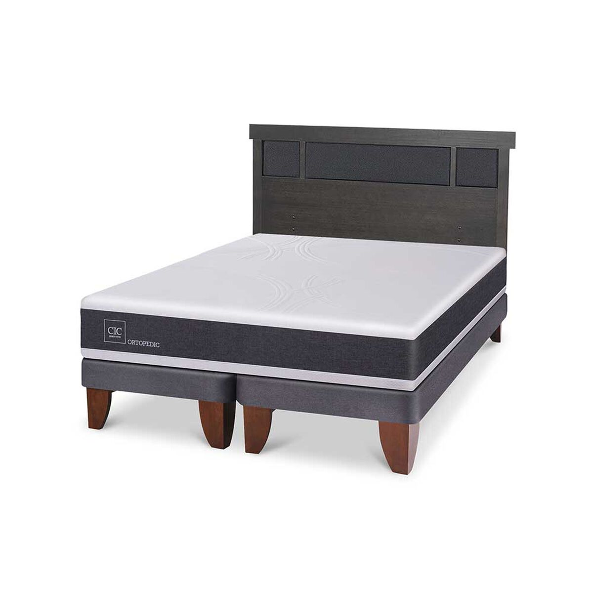 Cama Europea CIC Base Dividida 2 Plazas Ortopedic + Respaldo Dublin