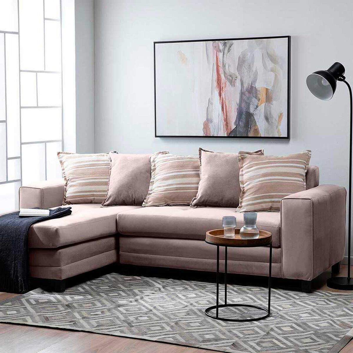 Sof&aacute; Seccional Izquierdo Living Factory Milan 3 Cuerpos Beige