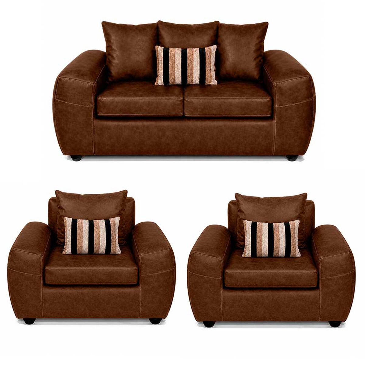 Juego de Living Elegant Detail New Houston 2-1-1 Cuerpos Tostado