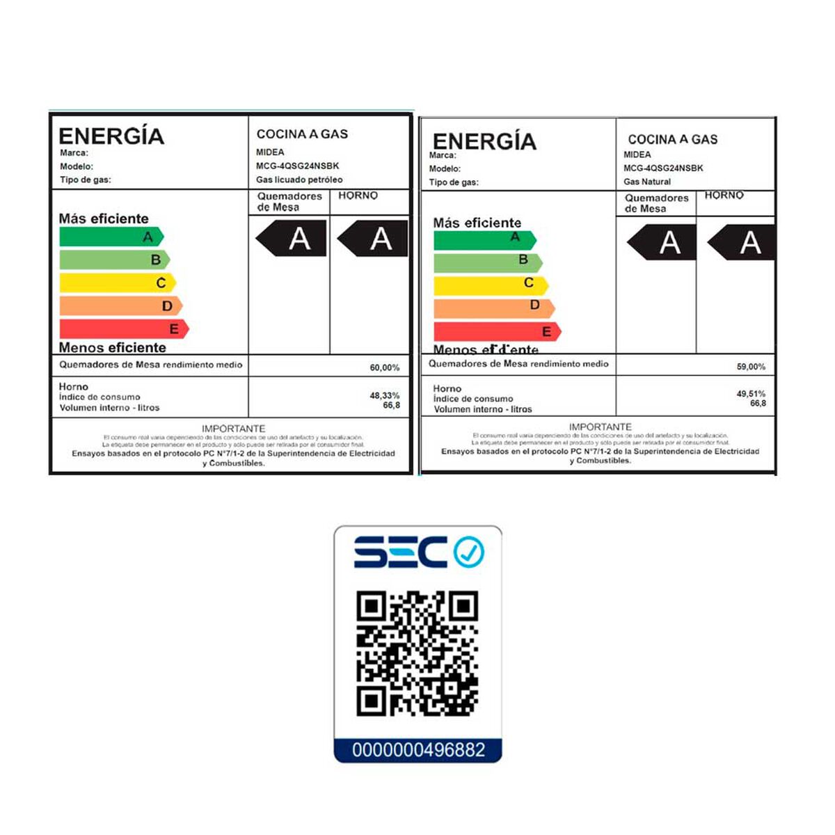 Cocina a Gas Midea MCG-4QSG24NSBK 4 Quemadores