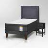 Cama Europea Drimkip 1,5 Plazas Hibrido Premium + Respaldo + Velador