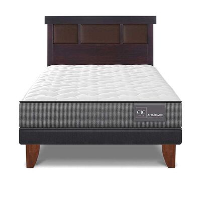 Cama Europea CIC 1,5 Plazas Anatomic + Respaldo New Dublin Chocolate